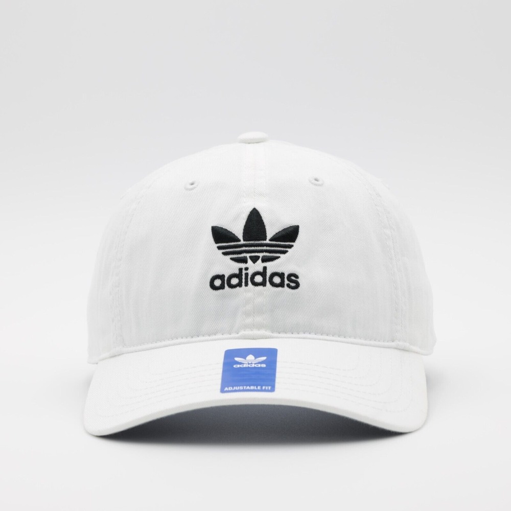 Adidas Originals Men's Relaxed Adjustable Strap Back Hat White/Black‎ One Size
